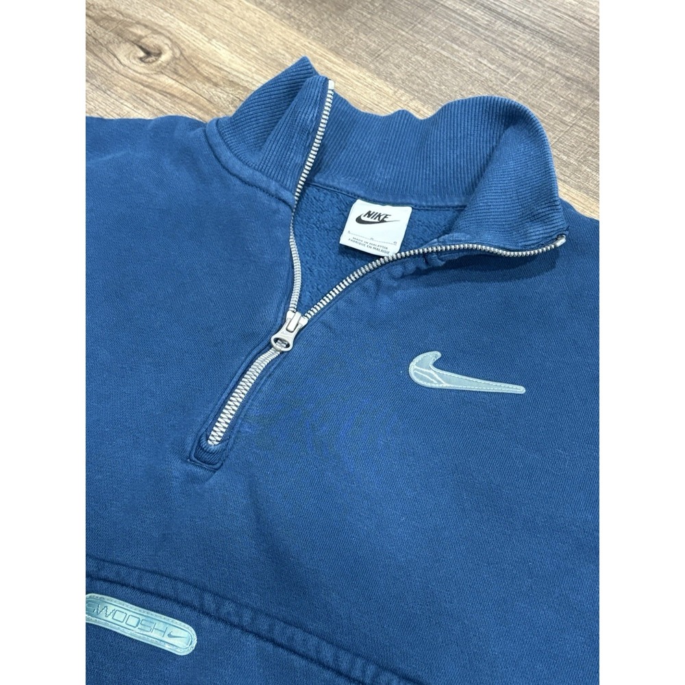 Nike Blue Cotton Pouch Cropped Sweatshirt Women's Size Large 1/4 Zip - Picture 4 of 8